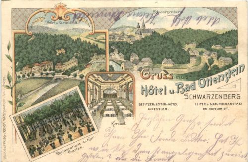 Schwarzenberg - Gruss aus Hotel und Bad Ottenstein - Litho