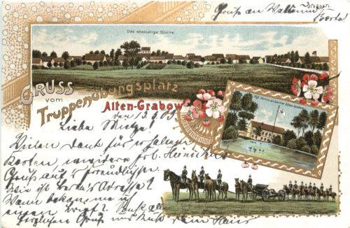 Gruss vom Truppenübungsplatz Alten-Grabow - Litho