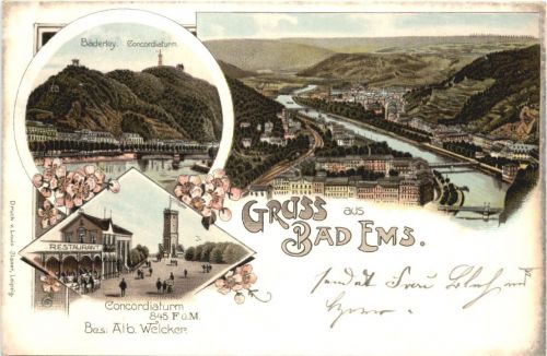 Gruss aus Bad Ems - Litho