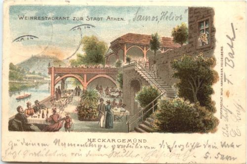 Neckargemünd - Griechische Weinstube Stadt Athen - Litho