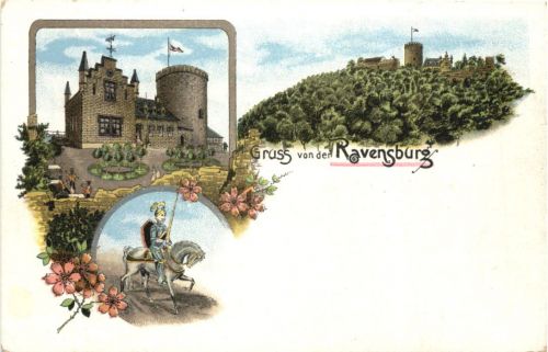 Gruss von der Ravensburg - Borgholzhausen - Litho