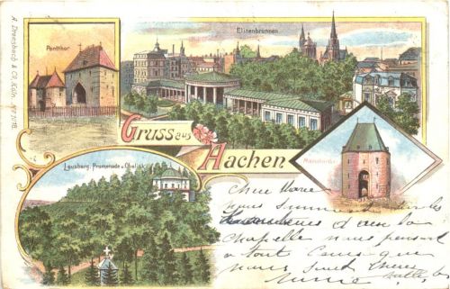 Gruss aus Aachen - Litho