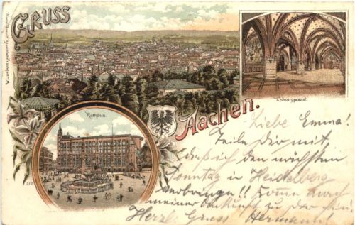Gruss aus Aachen - Litho