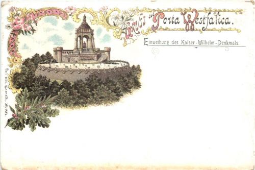 Gruss aus Porta Westfalica - Litho