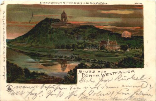 Gruss aus Porta Westfalica - Litho