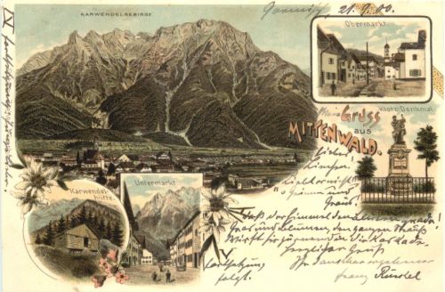Gruss aus Mittenwald - Litho