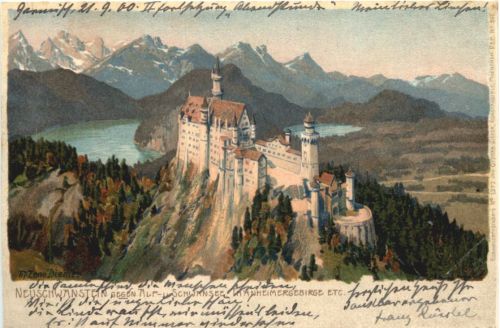 Neuschwanstein - Litho - Künstler Ak Zeno Diemer