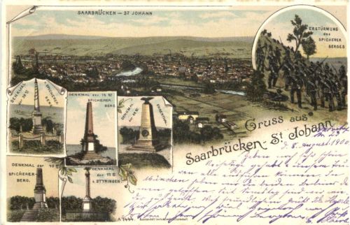 Gruss aus Saarbrücken St. Johann - Litho