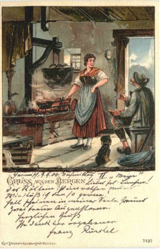 Gruss aus den Bergen - Litho