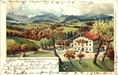 Gruss vom Hochberg bei Traunstein - Litho