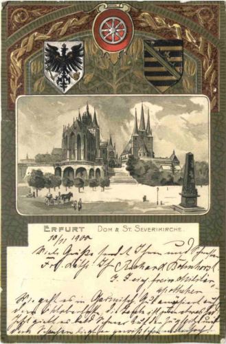 Erfurt - Dom & St. Severikirche - Litho