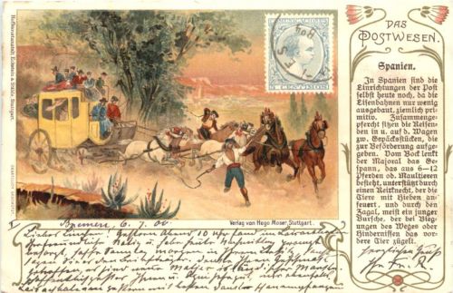Das Postwesen - Spanien - Briefmarken - Litho