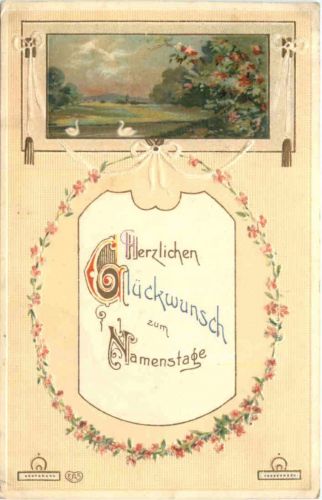 Namenstag - Prägekarte