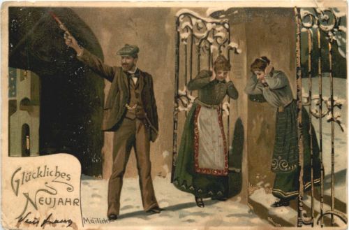 Neujahr - Künstler Ak Mailick