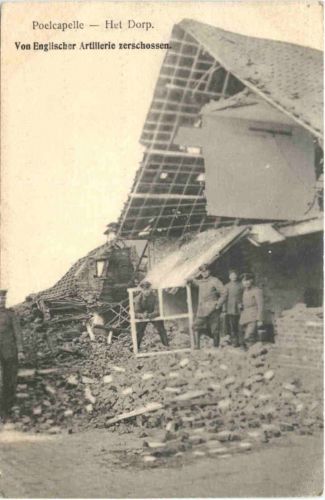Poelcapelle von engl. Artillerie zerschossen - Feldpost