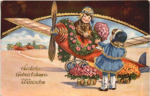 Geburtstag - Kinder Flugzeug - Prägekarte