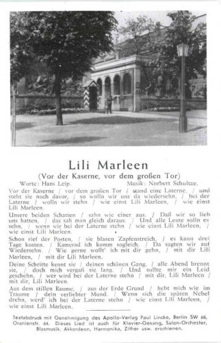 Liederkarte - Lili Marleen