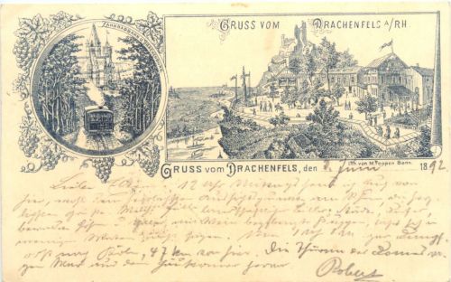 Gruss vom Drachenfels - Litho - Vorläufer 1892