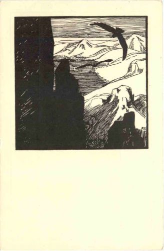 Schwarze Vögel - Künstler Ak Rudolf Sievers