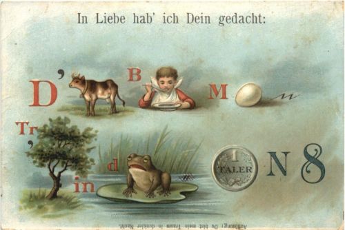 Rätsel Postkarte - Litho