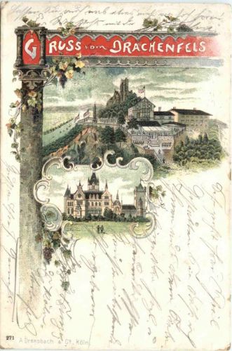 Gruss vom Drachenfels - Litho