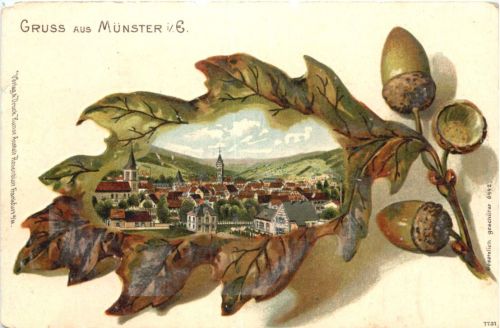 Gruss aus Münster im Elsass - Litho