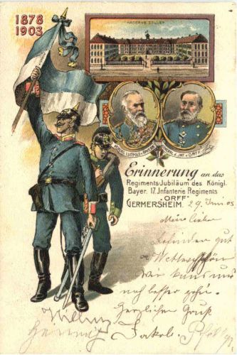 Germersheim - Erinnerung an das RegimentsJubiläum 1903 - Litho