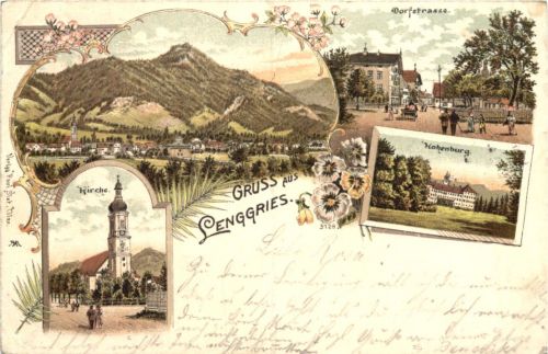 Gruss aus Lenggries - Litho