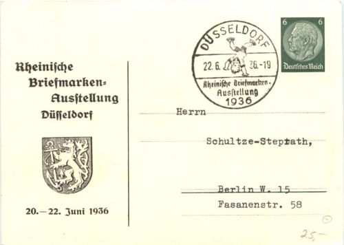 Düsseldorf - Briefmarken Ausstellung 1936 - Ganzsache