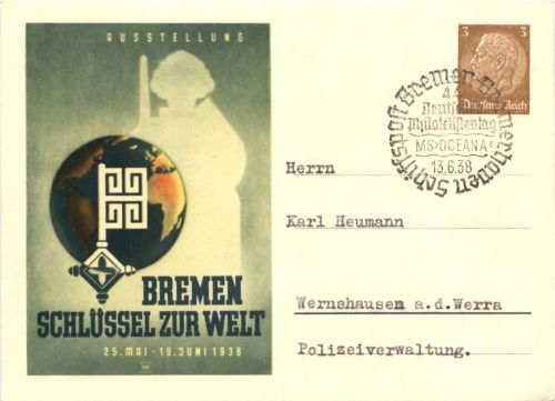Bremen - Schlüssel zur Welt 1938 - Ganzsache