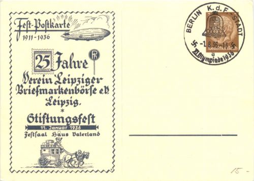 Leipzig - Leipziger Briefmarkenbörse 1936 - Ganzsache