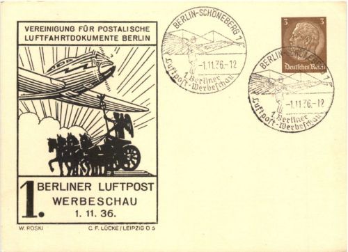 Berlin - Luftpost Werbeschau 1936 - Ganzsache