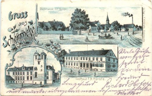 Gruss aus Schermcke - Litho - Oschersleben