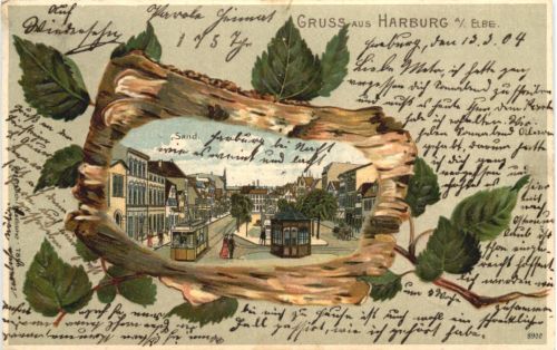 Gruss aus Harburg Elbe - Litho