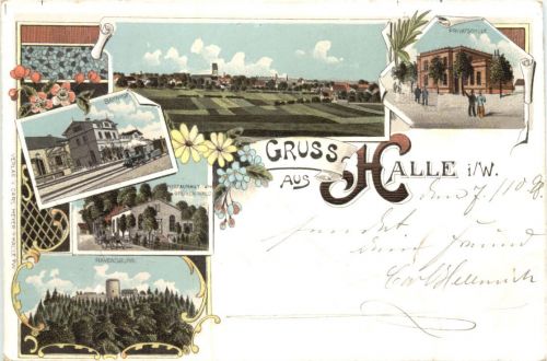 Gruss aus Halle i. W. - Litho