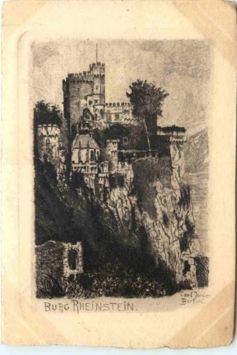 Burg Rheinstein - Radierung