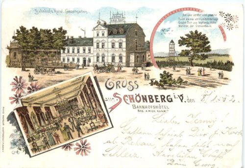 Gruss aus Schönberg im Vogtland - Litho