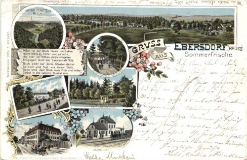 Gruss aus Ebersdorf Reuss - Litho