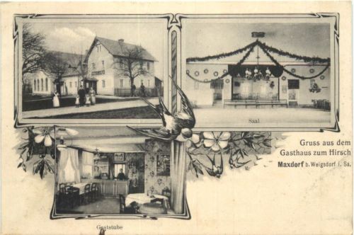 Maxdorf bei Weigsdorf in Sachsen - Gruss aus dem Gasthaus zum Hirsch