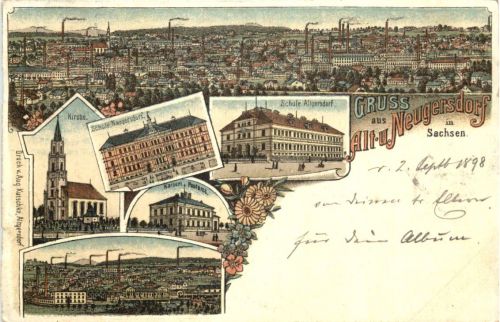 Gruss aus Alt und Neugersdorf in Sachsen - Litho