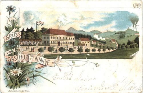 Herrnhut - Gruss vom Gasthof Ninive - Litho