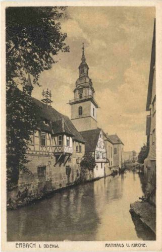 Erbach im Odenwald - Rathaus mit Kirche