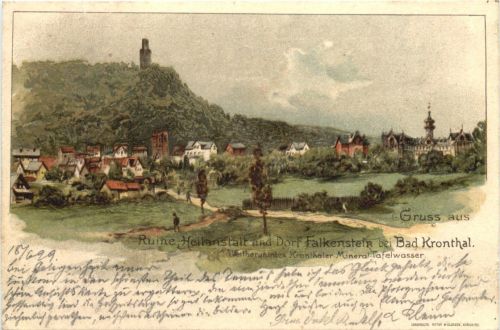 Gruss aus Dorf Frankenstein bei Bad Kronthal - Litho