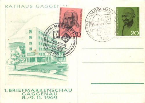 Rathaus Gaggenau - 1. Briefmarkenschau 1969