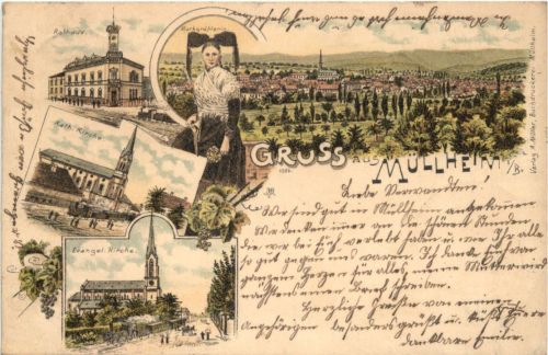 Gruss aus Müllheim in Baden - Litho