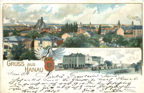 Gruß aus Hanau am Main - Litho
