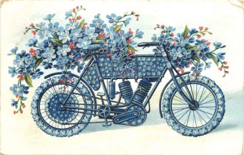 Motorrad aus Blumen - Prägekarte