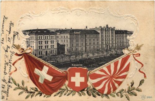 Zürich - KAserne - Litho - Prägekarte