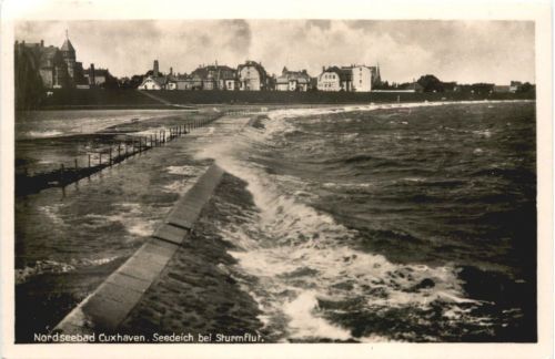 Nordseebad Cuxhaven - Seedeich bei Sturmflut