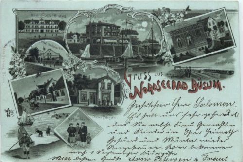 Gruss aus Nodseebad Büsum - Litho